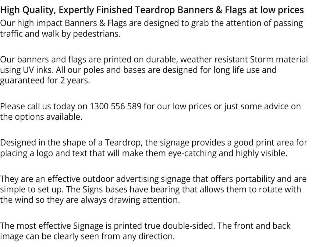 Teardrop Banners and Teardrop Flags Perth WA Printsmart